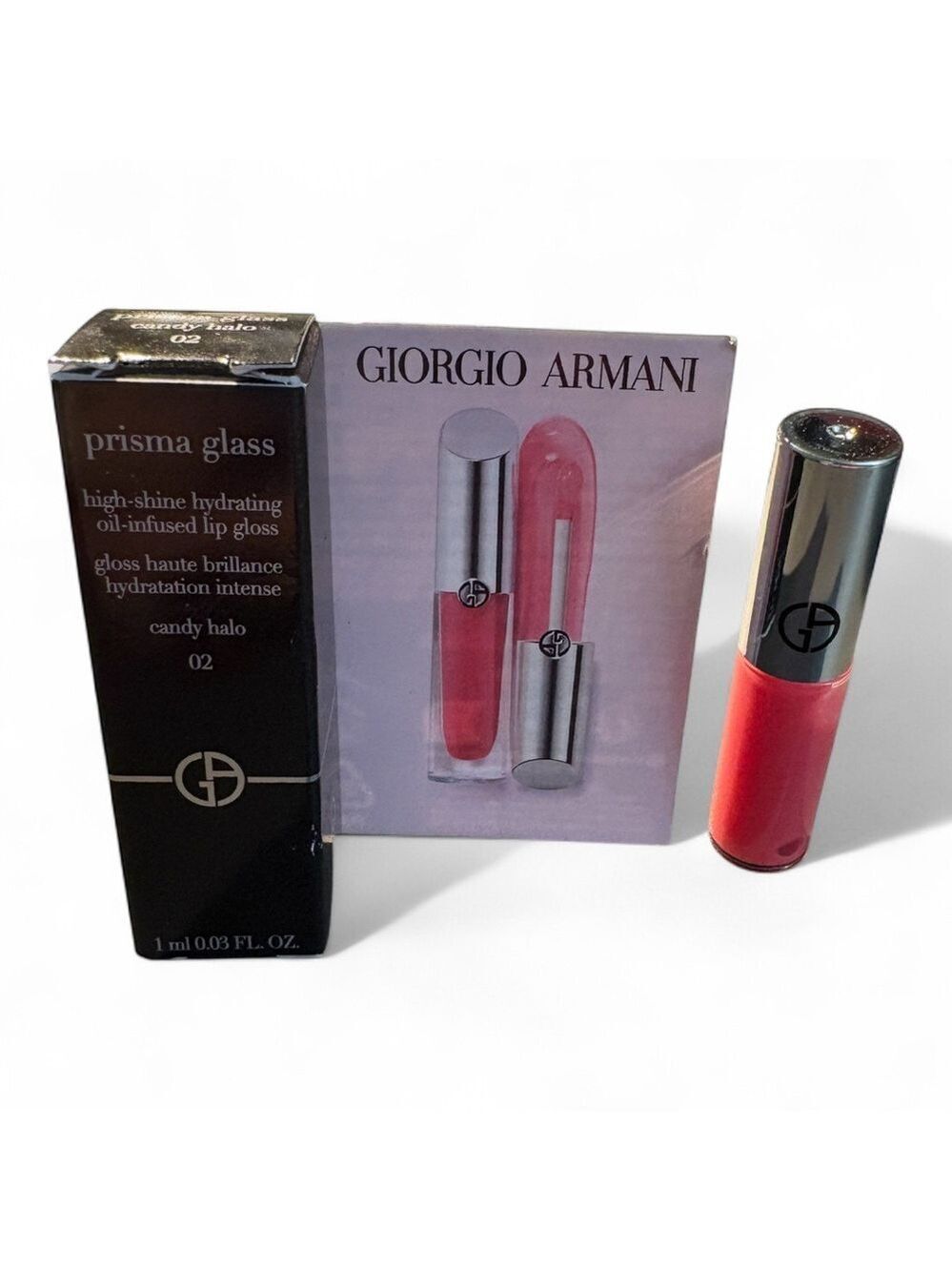 Giorgio Armani Prisma Glass Lip Gloss Hydrating Shine in Candy Halo Travel Size